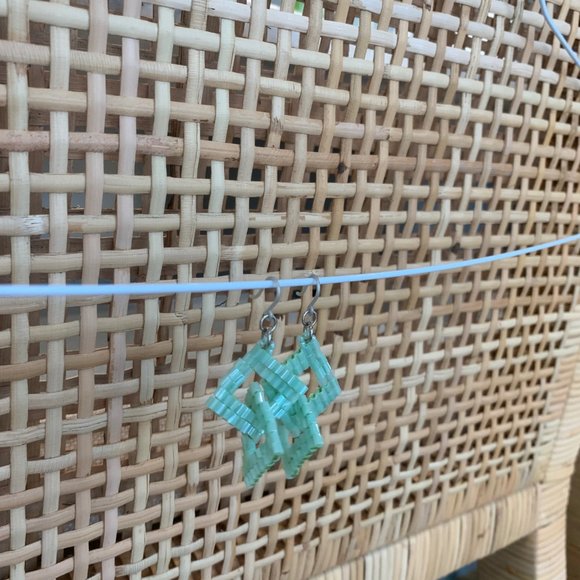 Sea Glass Color Beaded Earrings from Japan - Picture 2 of 11